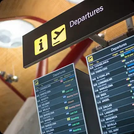 Airport departure board